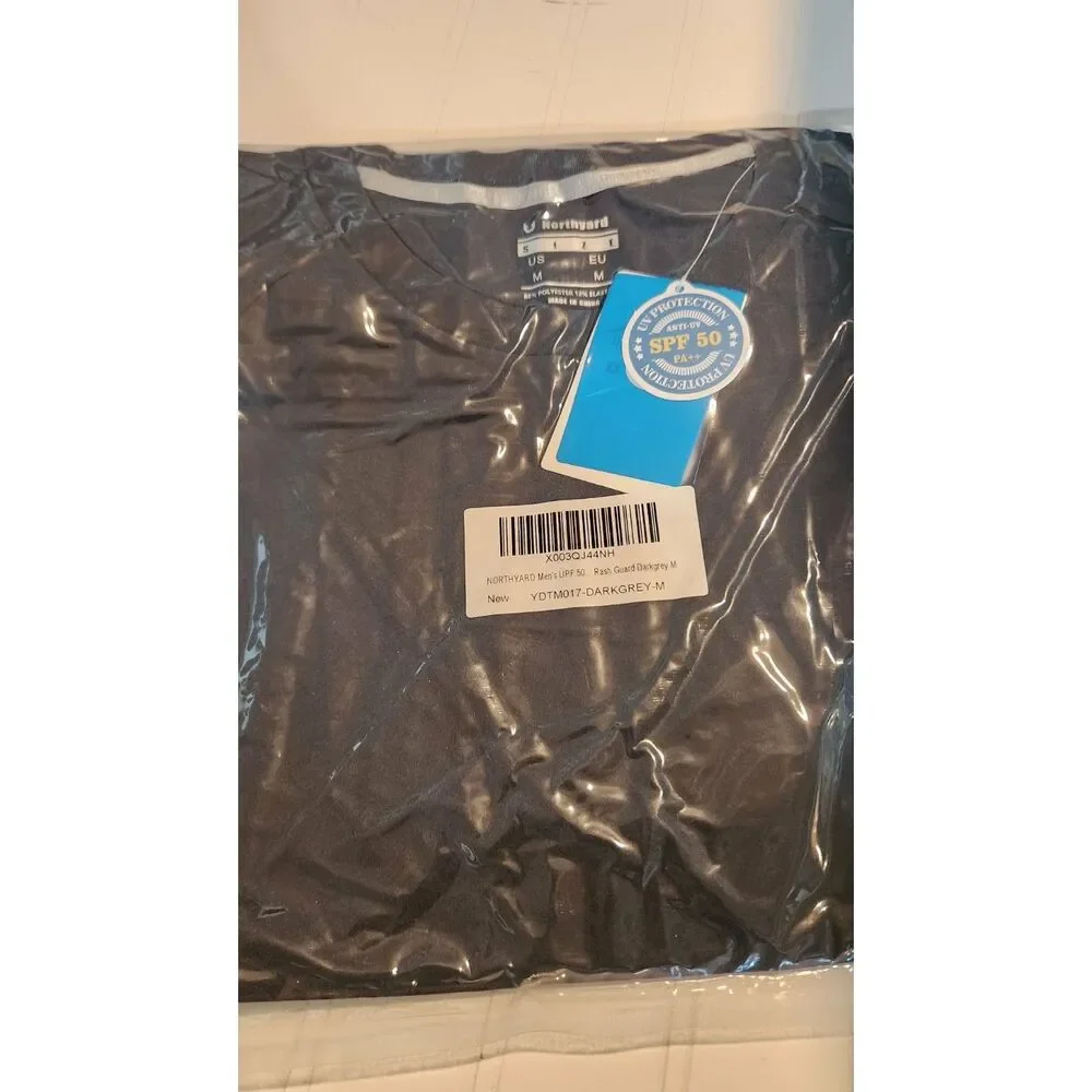 NORTHYARD Men's UPF 50+ Long Sleeve Rash Guard Shirt Dark Gray Size M NWT Quick